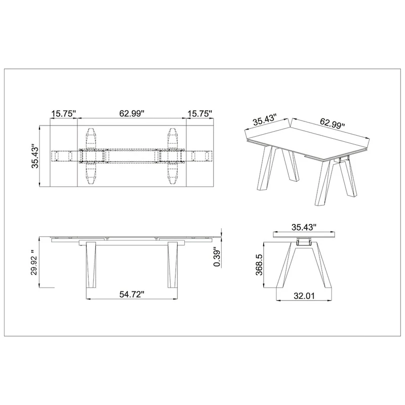 Extendable Glass Top Dining Table with Solid Wood Legs