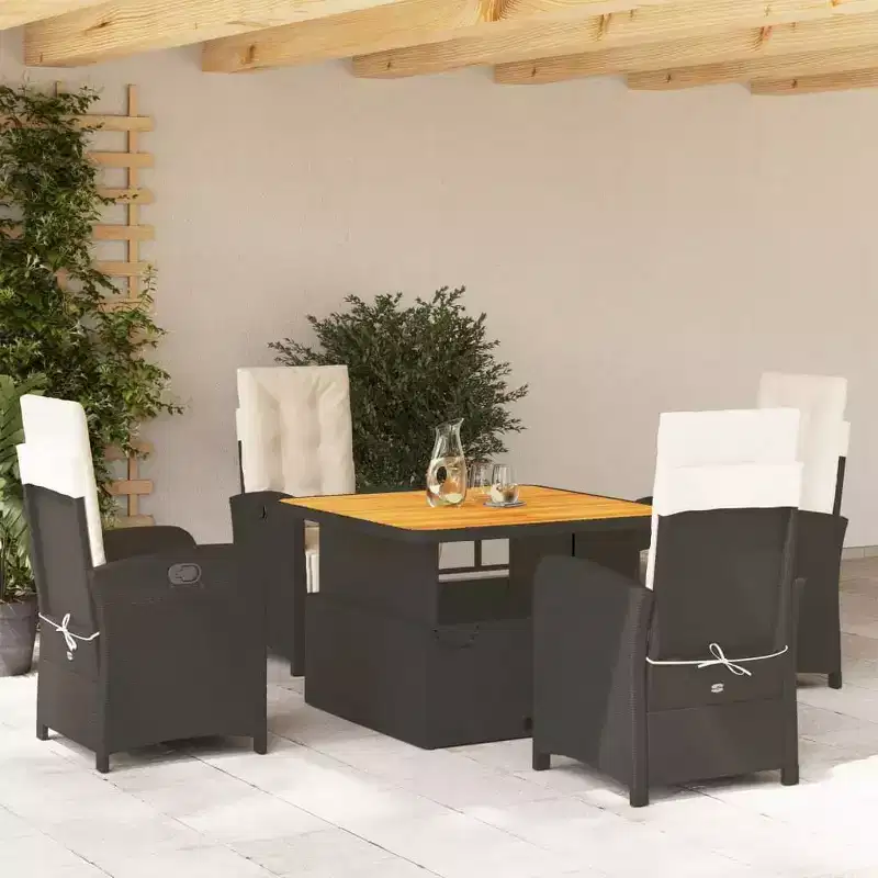 vidaXL Garden Dining Set Black, Brown, Cream White