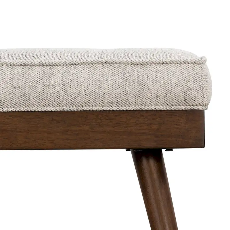 Poly & Bark Luca Fabric Bench - Tufted Seat with Solid Wood Legs