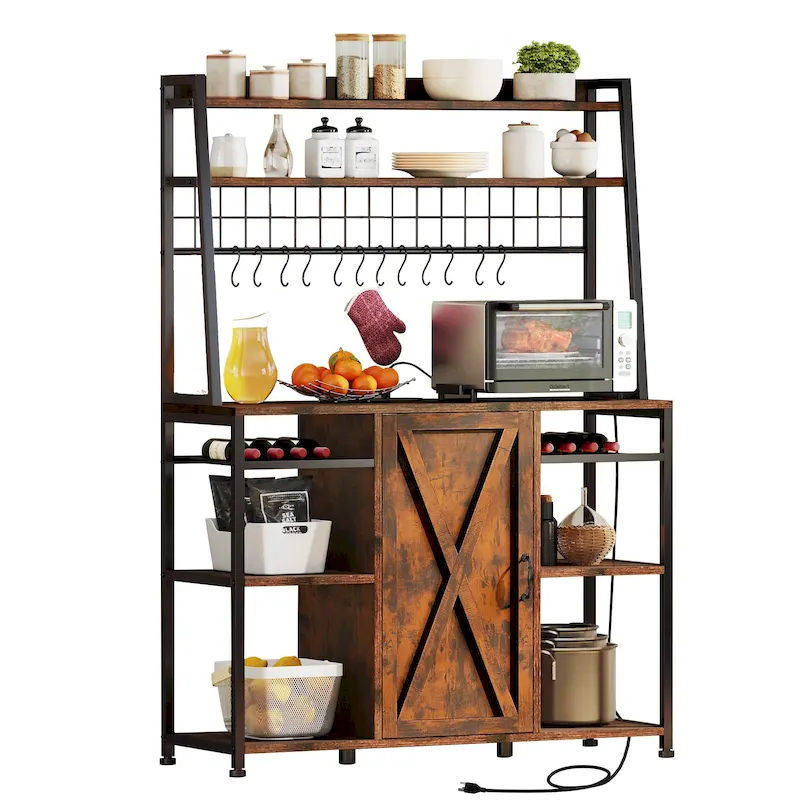 5-Tier Kitchen Bakers Rack with Power Outlets USB Ports