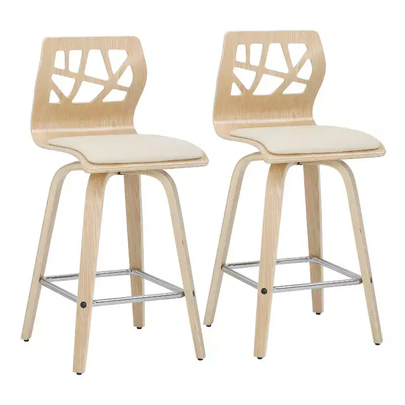 Set of 2 Folia Upholstered Counter Height Barstools - Lumisource