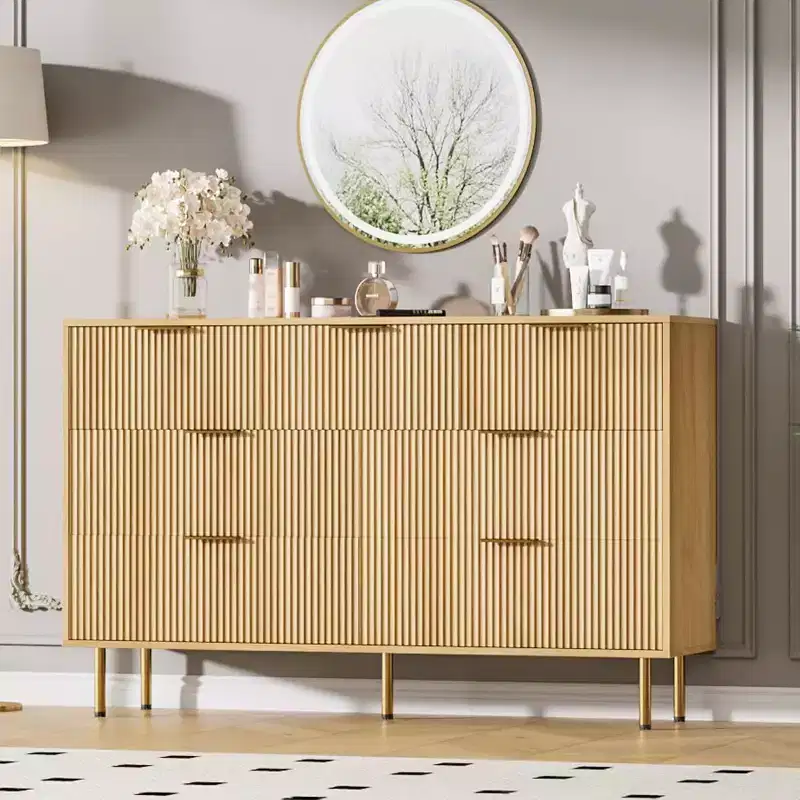7 Drawers Dresser for Bedroom, Fluted Dresser Chest of Drawers with Handle, Wood Modern Dressers for Closet,Bedroom Storage Organizer for Living Room