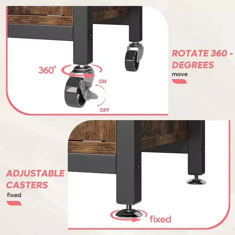 Bestier Height-Adjustable Microwave Stand Baker's Rack with Cabinet, Kitchen Storage Shelves, Microwave Oven Stand, Coffee Bar with Hooks&Wheels