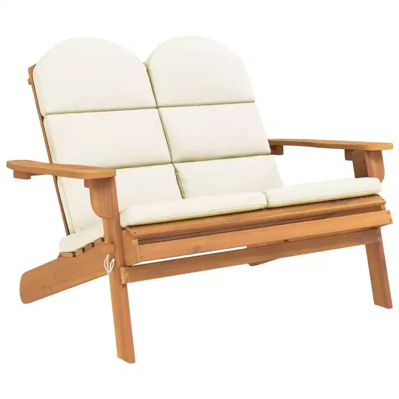 Adirondack Garden Bench Solid Wood Acacia with Cushions