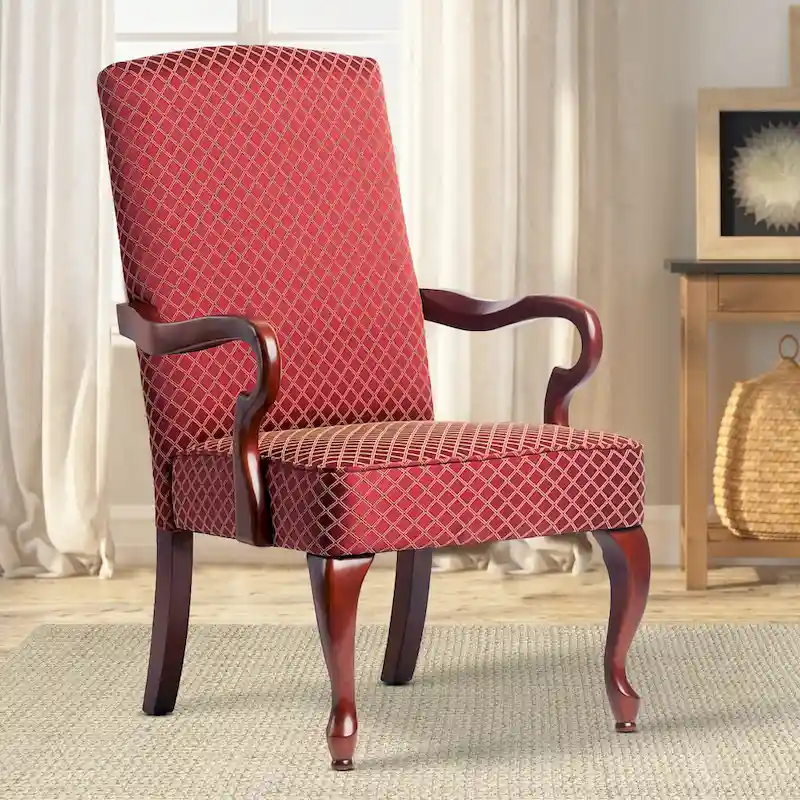 Casalis Cherry Finish Gooseneck Accent Chair