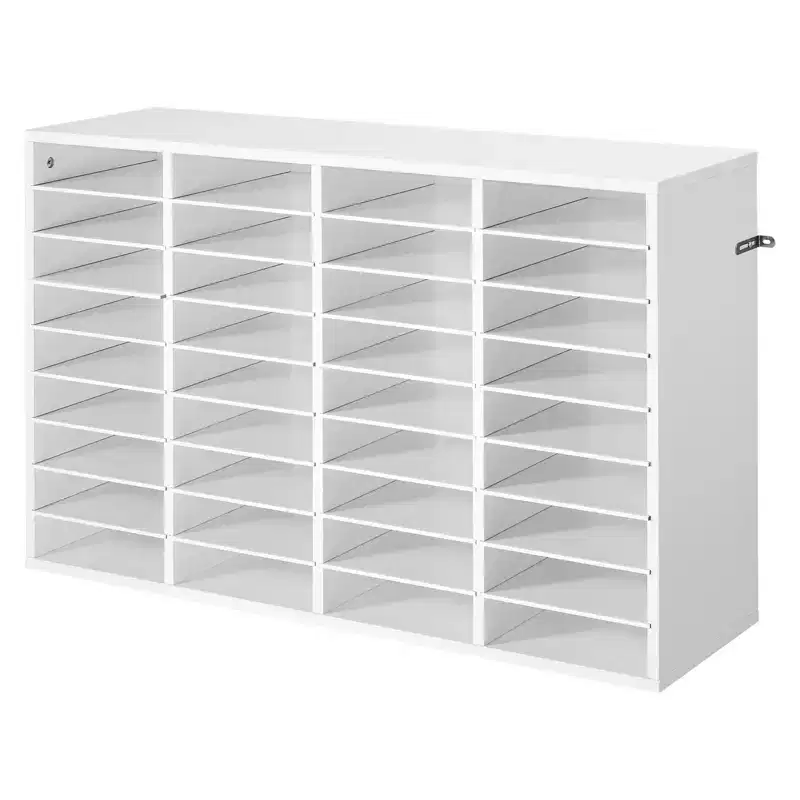 VEVOR Literature Organizer, 36 Compartments Office Mailbox with Detachable Shelves, Wooden Mailbox Sorter with Particle Board, White