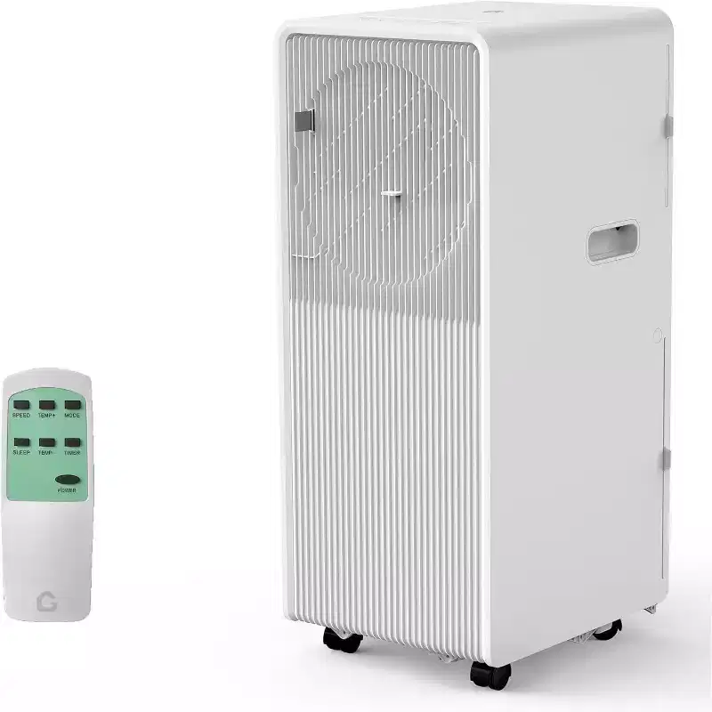 Acekool 8,000 BTU Portable Air Conditioner, 3-in-1 AC Dehumidifier Fan, Dual Motors, Auto Swing, Remote, for Rooms up to 350 Sq. Ft, White