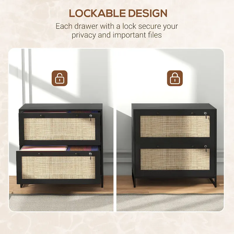 2 Drawer File Cabinet with Lock, Vertical Filing Cabinet with Keys
