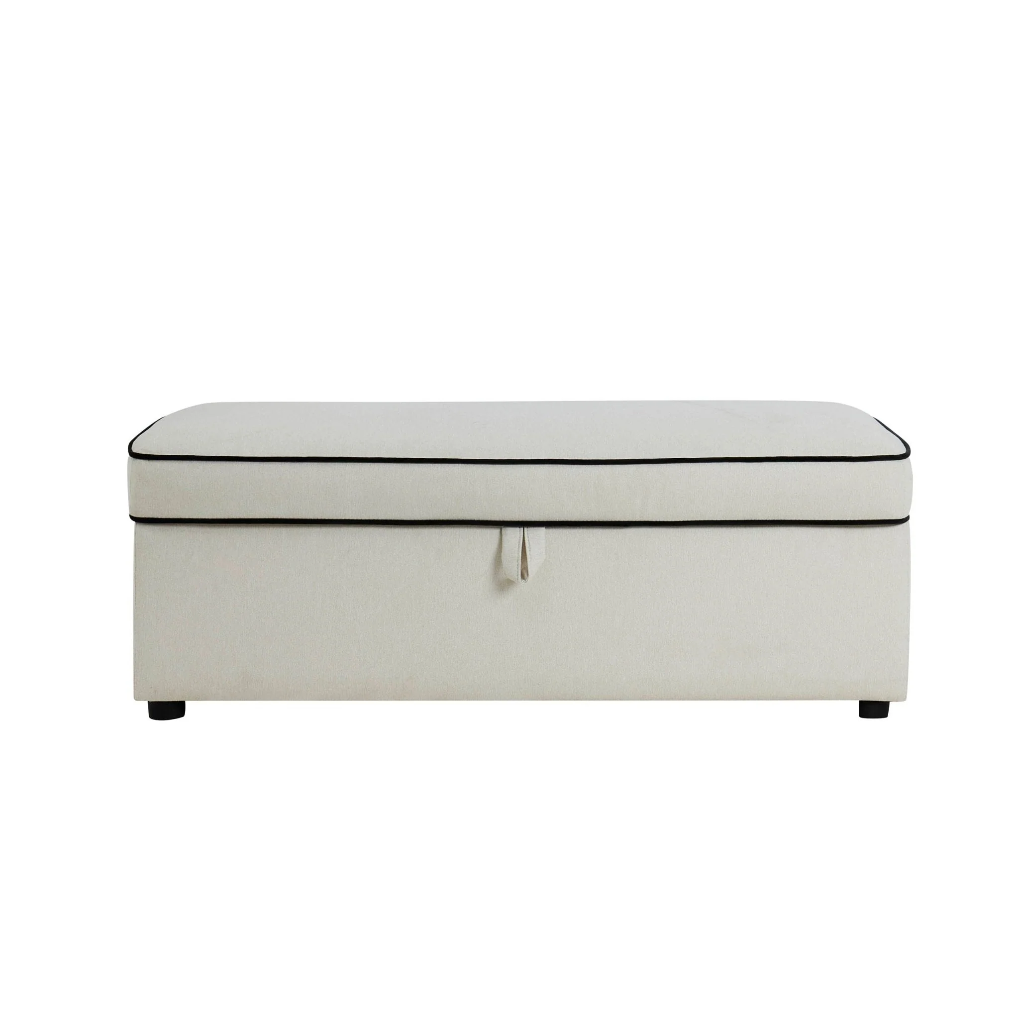 Rectangle Ottoman Storage - Cream Linen/Black