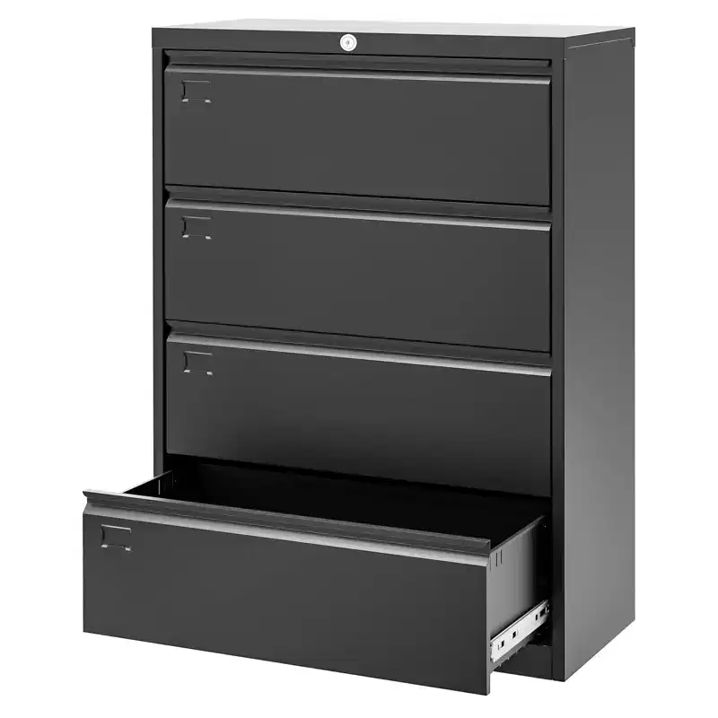 1 Cold Rolled Steel 52 Inch High 4 Drawers Metal Filing Cabinet [4 Drawers Standard Lateral Filing Cabinet] Steel Plate With Coating Thickness 0.6Mm