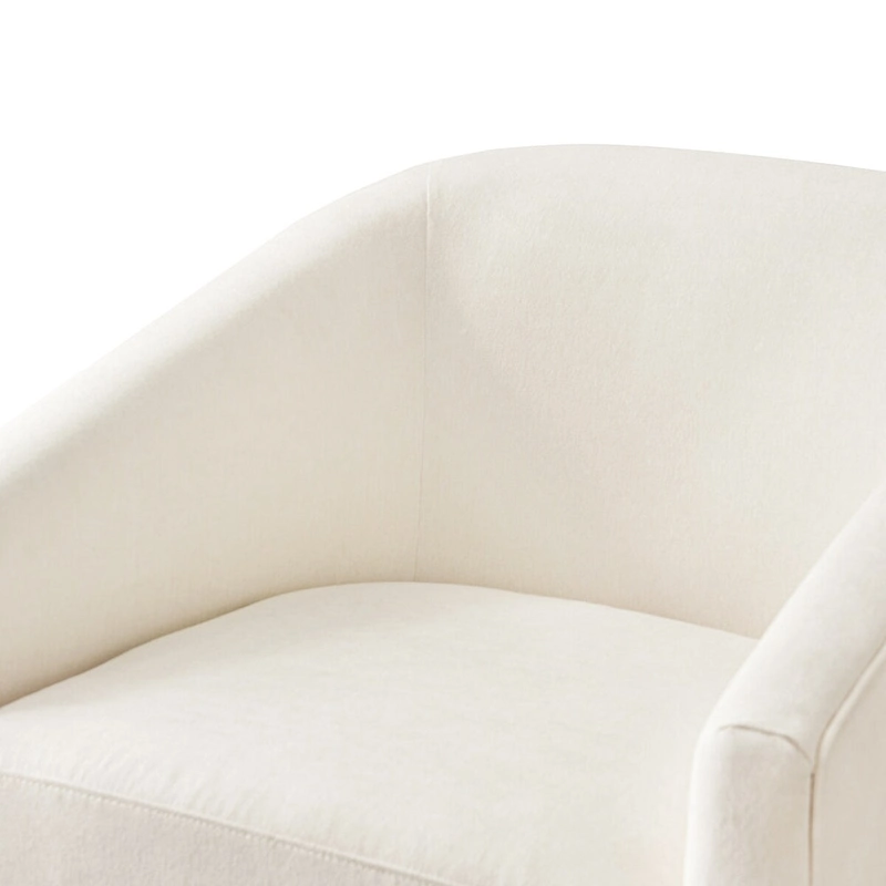 Modern Accent Chair Upholstered Fabric Living Room Swivel Barrel Armchair Wood Frame