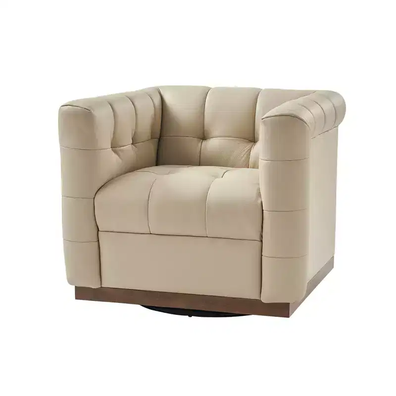 Frankie Modern Genuine Leather Swivel Club Chair| HULALA HOME