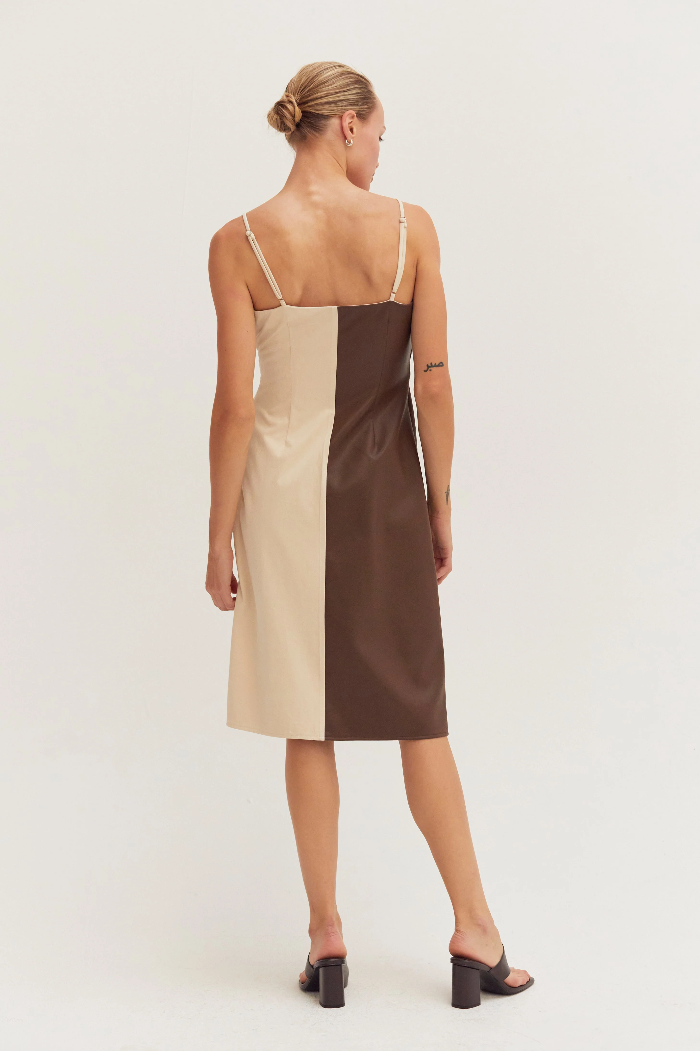 Mixed Media Wrap Midi Dress