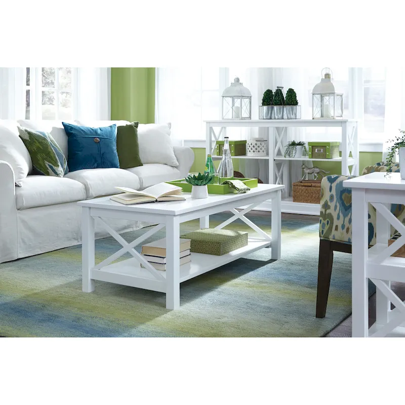 Solid Hardwood Coffee Table with Lower Shelf