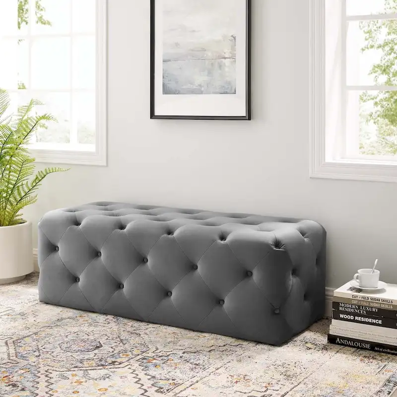 Carson Carrington Ullervad 48-inch Button Tufted Entryway Velvet Bench
