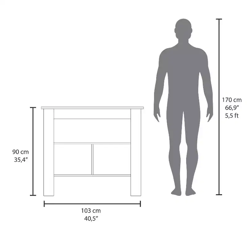 HomeStock 35 in.H Plastic Kitchen Islands for Modular Kitchen with 2 Shelves
