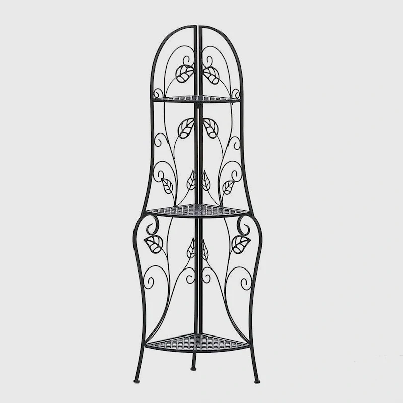 Decorative Metal Corner Rack with Leaf Design
