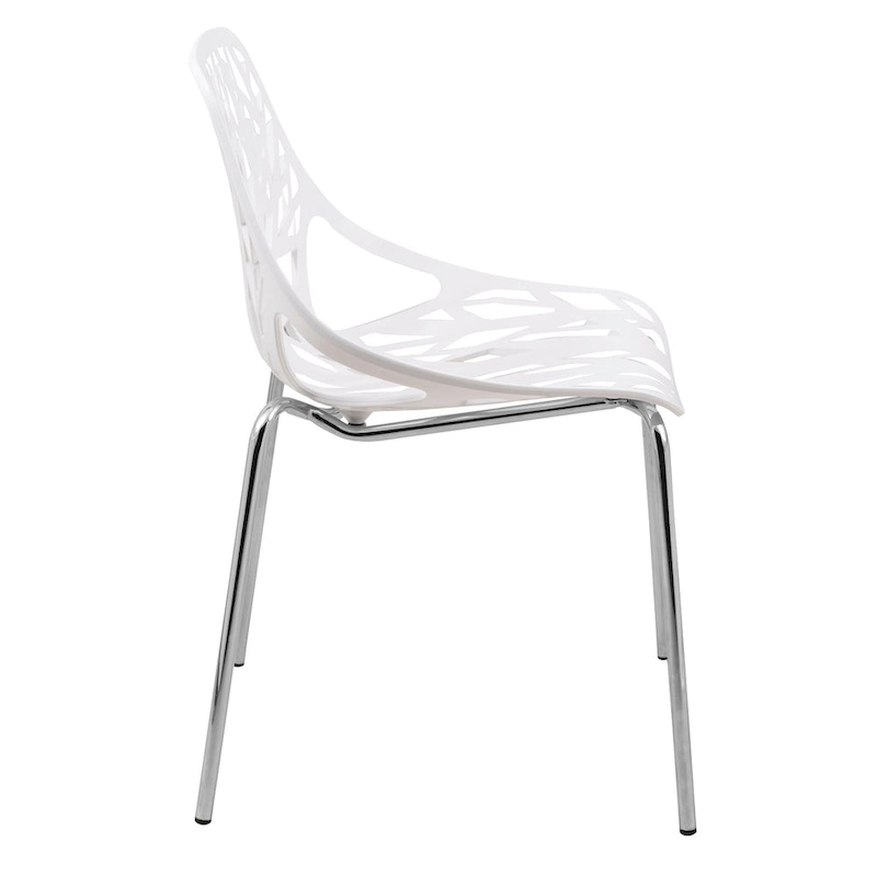 Asbury Stackable Dining Chair with Chrome Legs (Set of 2) Modern Cut-Out Design Backrest Side Chair