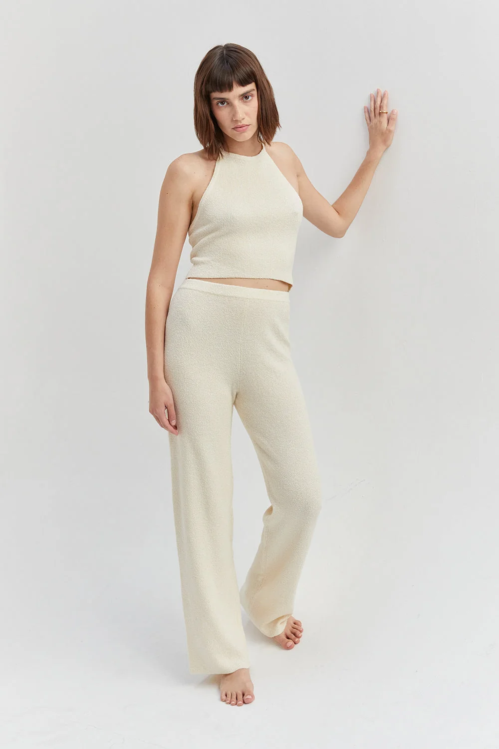 Halter Neck Straight Leg Sweater Knit Two-Piece Set