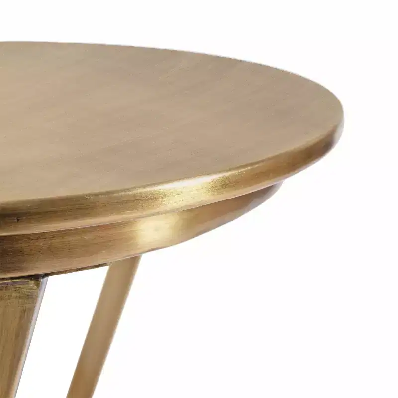 Round Metal Side Table with Antique Brass Finish, 23 in. Tall