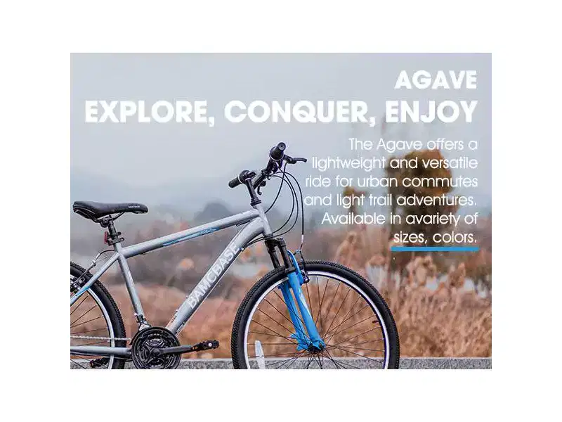BAMCBASE Agave Mountain Bike, Mens Womens MTB with 21 Speeds, High-Tensile Steel Frame, V Brake, Hardtail Bicycle for Adults