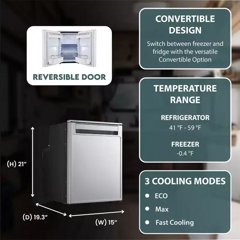Equator Compact RV-Marine-Offgrid Convertible Refrigerator-Freezer 1.6cf 12V 110V