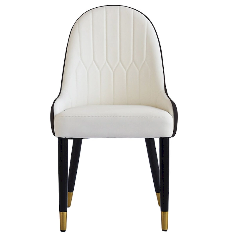 Modern PU Leather Set of 2 Dining Chairs with Metal Legs