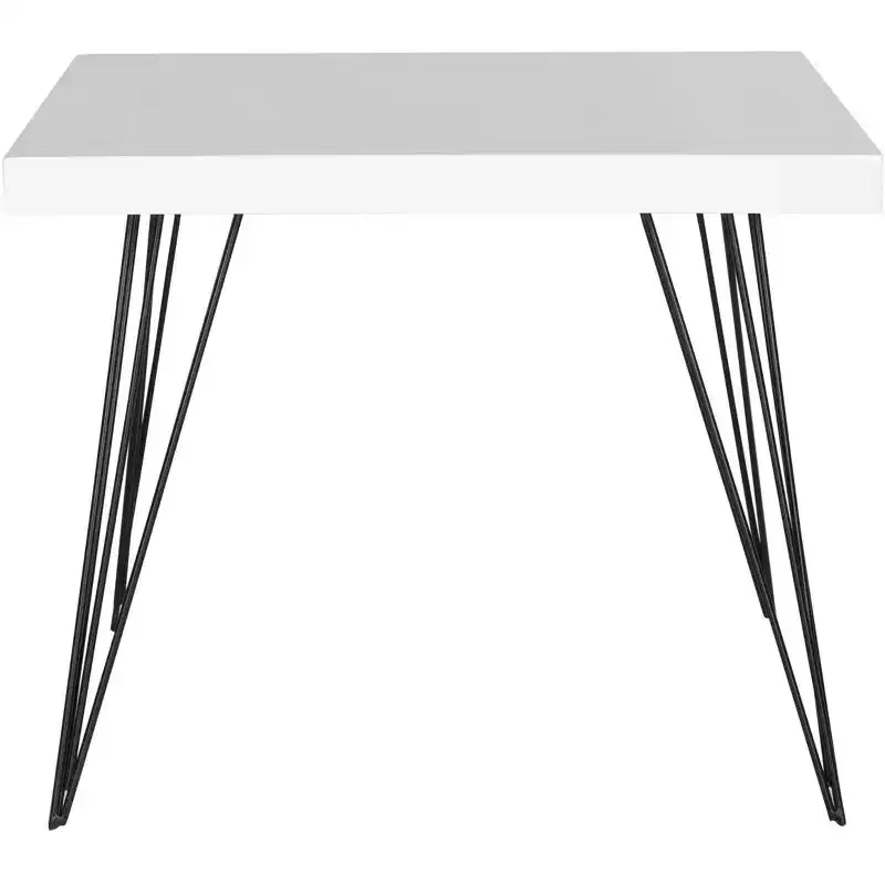 Wolcott Square Coffee Table - White Top, Black Hairpin Legs