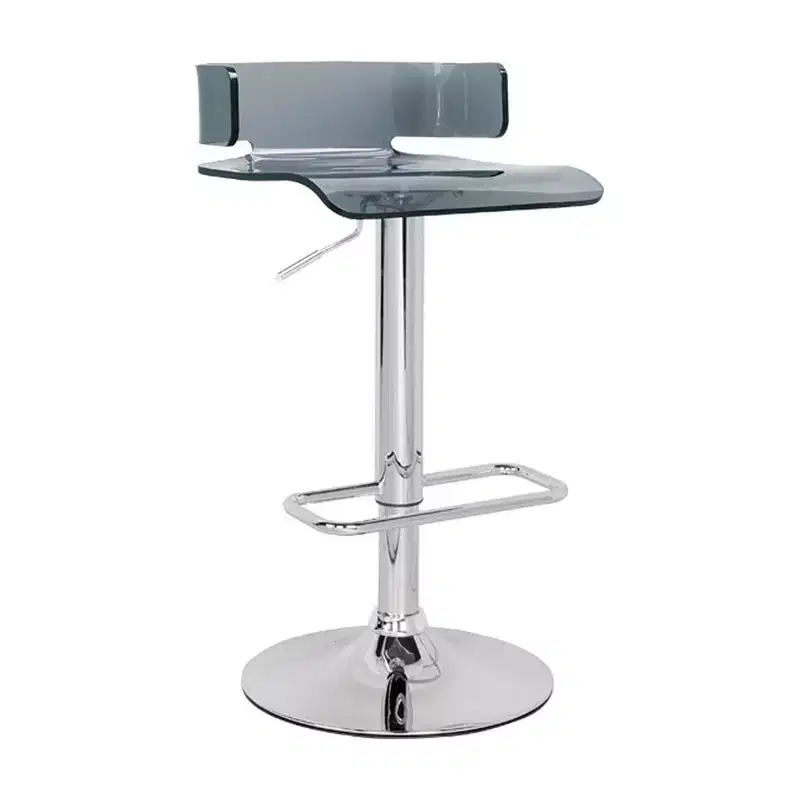 Simple Relax Acrylic Adjustable Stool with Swivel in Gray and Chrome