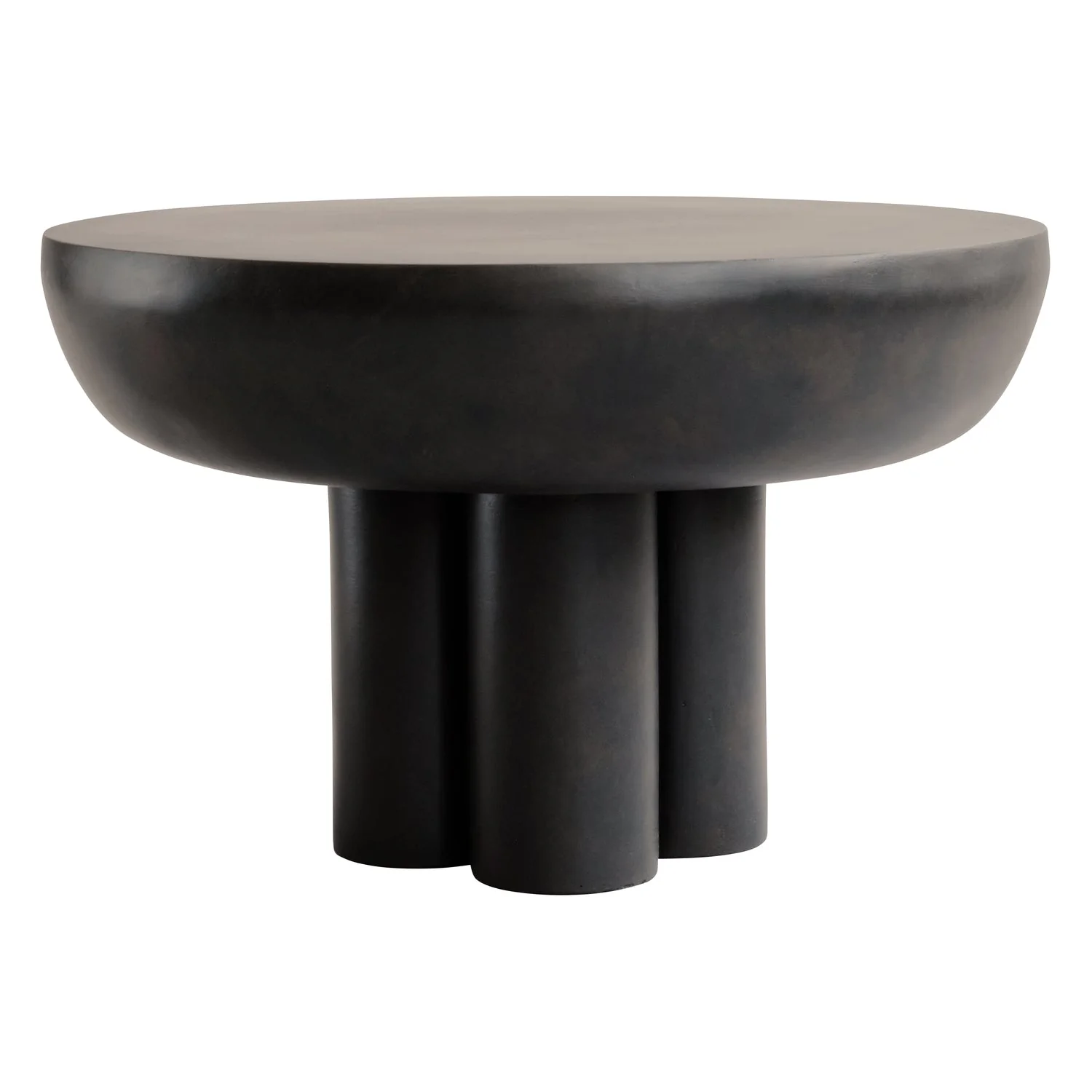 Brutalist Fiber Concrete Low Side Table with Monolithic Column Base for Living Rooms