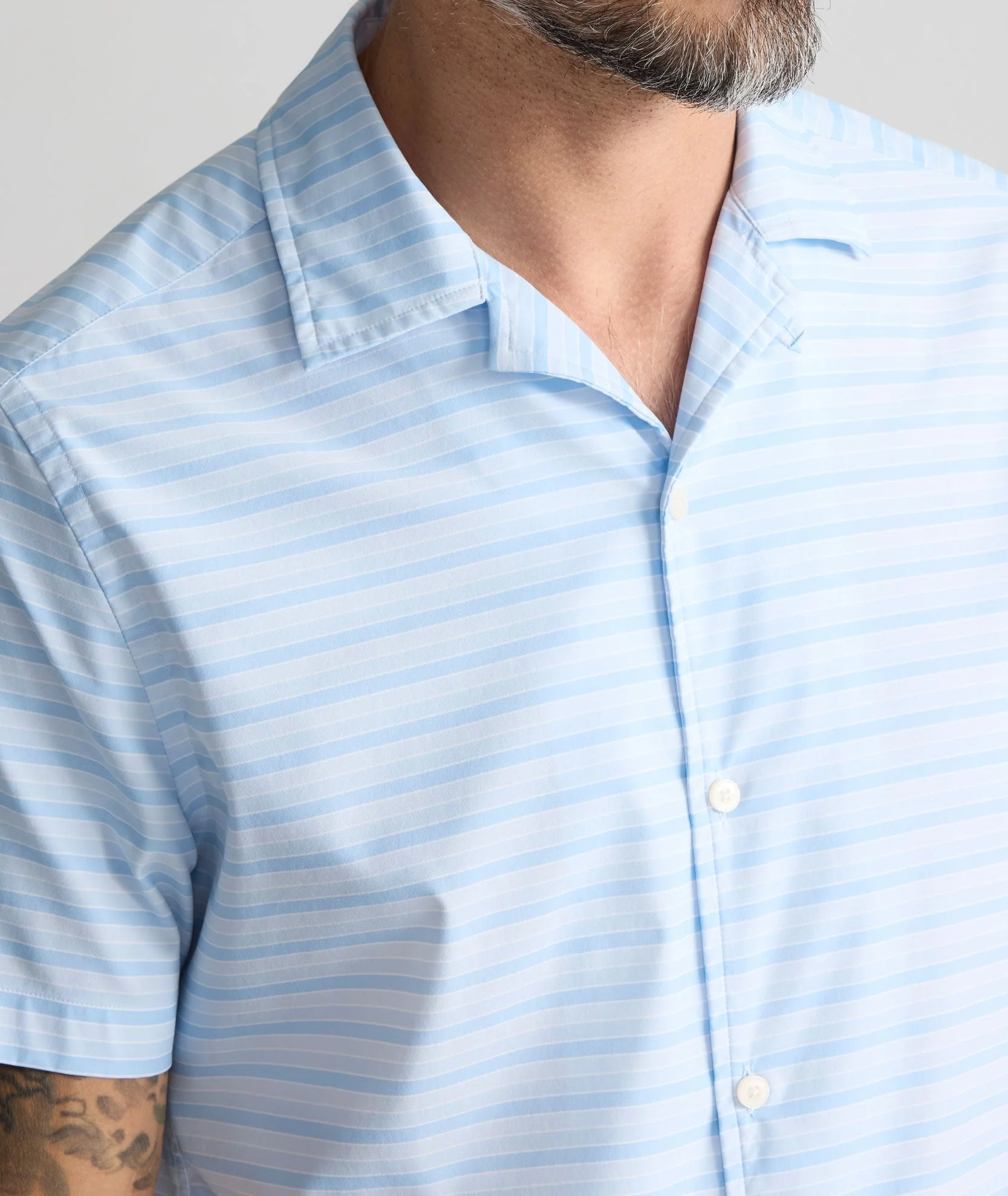Camp Collar Short-Sleeve Stretch Nylon Shirt