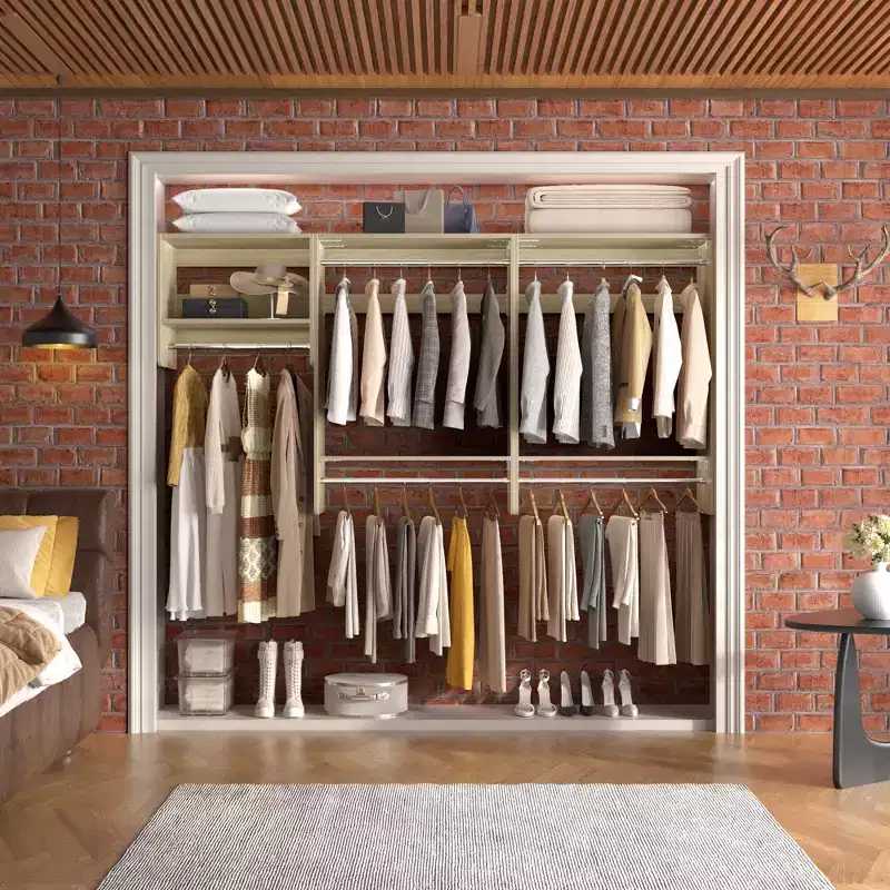 Besiost 95 Closet Organizer with 5 Hanging Rods, Wall Mounted Clothes Hanging Rack for Organization