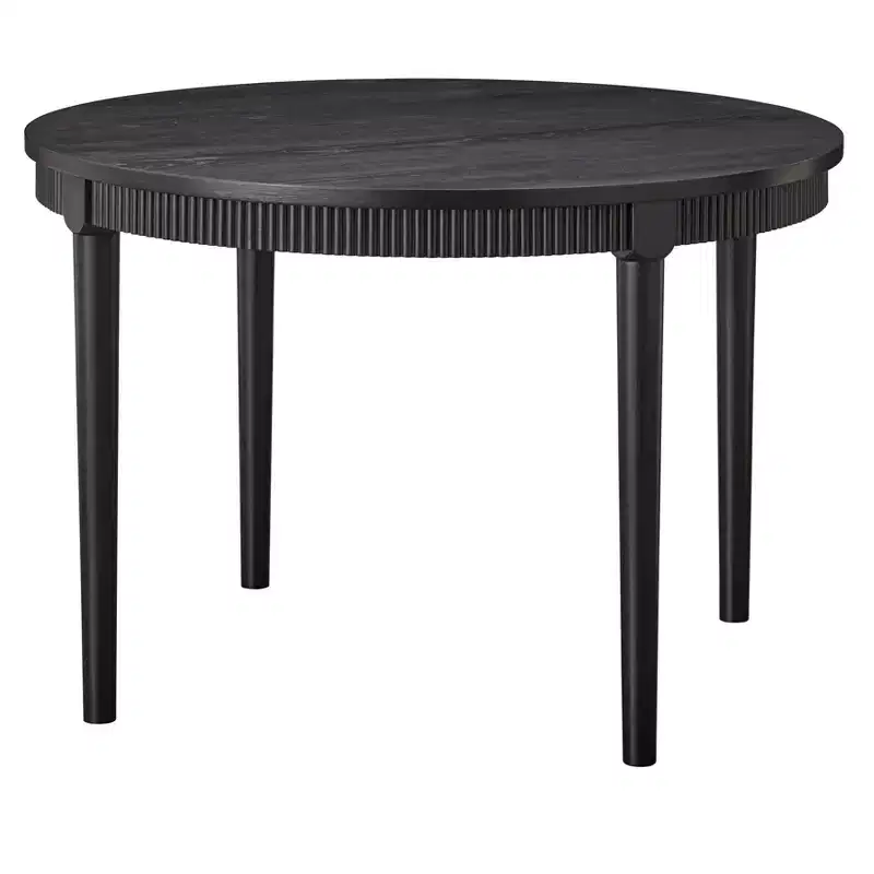 46'' Round Fluted Apron Dining Table, Seats 4, Black