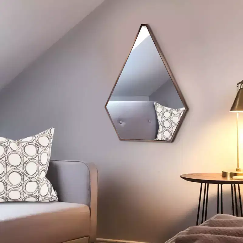Howard Elliott 33"x24" 5 Sided Triangular Stainless Steel Framed Wall Mirror