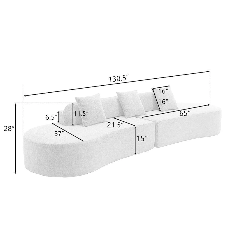 Modern Curved Terrycloth Fabric Combination Sofa No Assembly Required