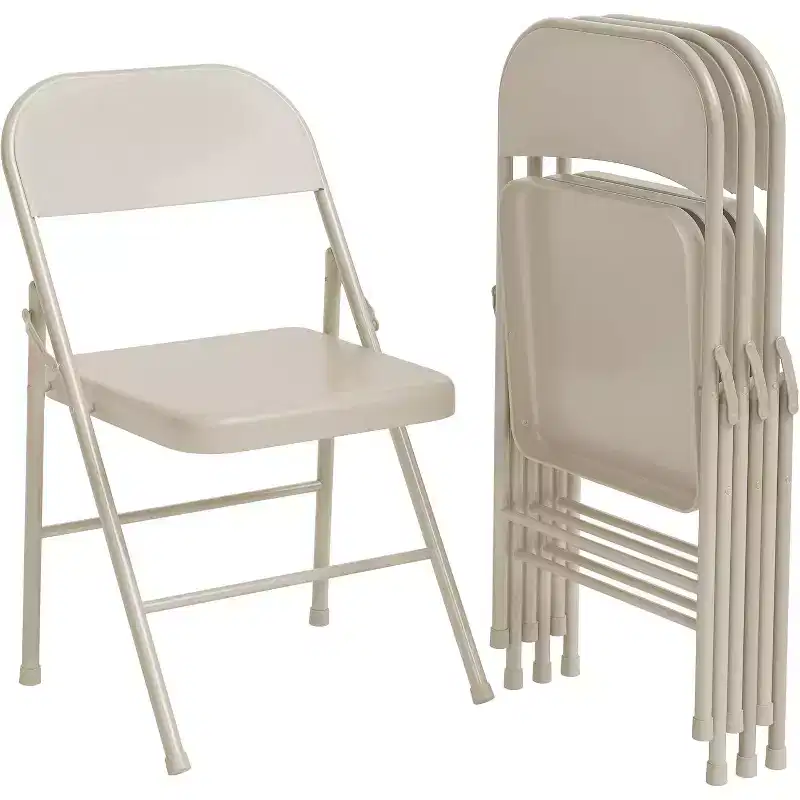 All-Steel Folding Chairs with Backrest, Heavy Duty Metal Foldable Dining Chair Hold Up to 350, for Office, Indoor & Outdoor Events