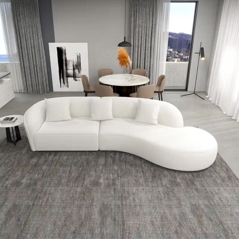 Gallar Japandi Style Luxury Modern French Boucle Curved Sofa