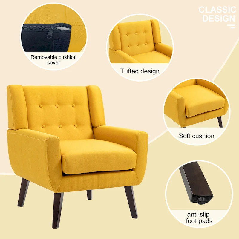 3-Piece Tufted Linen Armchair and Loveseat Set