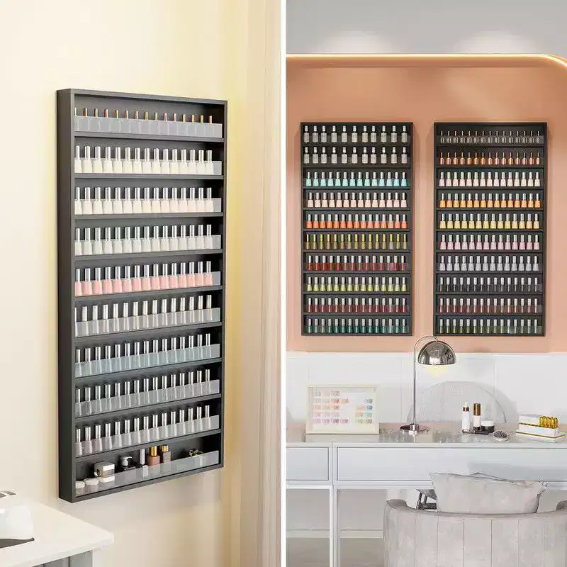 MDF Wall-Mount Nail Polish Organizer Rack 10-Tier 22
