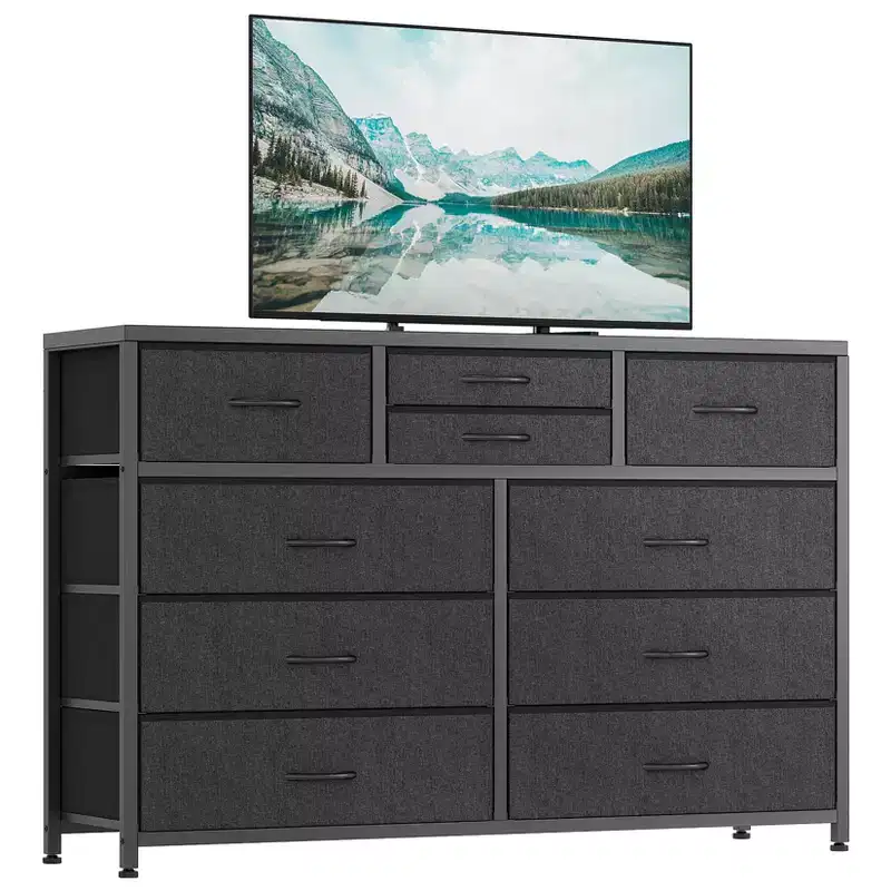 GustoWave TV Stand for 55 Inch TV, Entertainment Center with 10 Drawers for Living Room, Closet, Entryway, Hallway