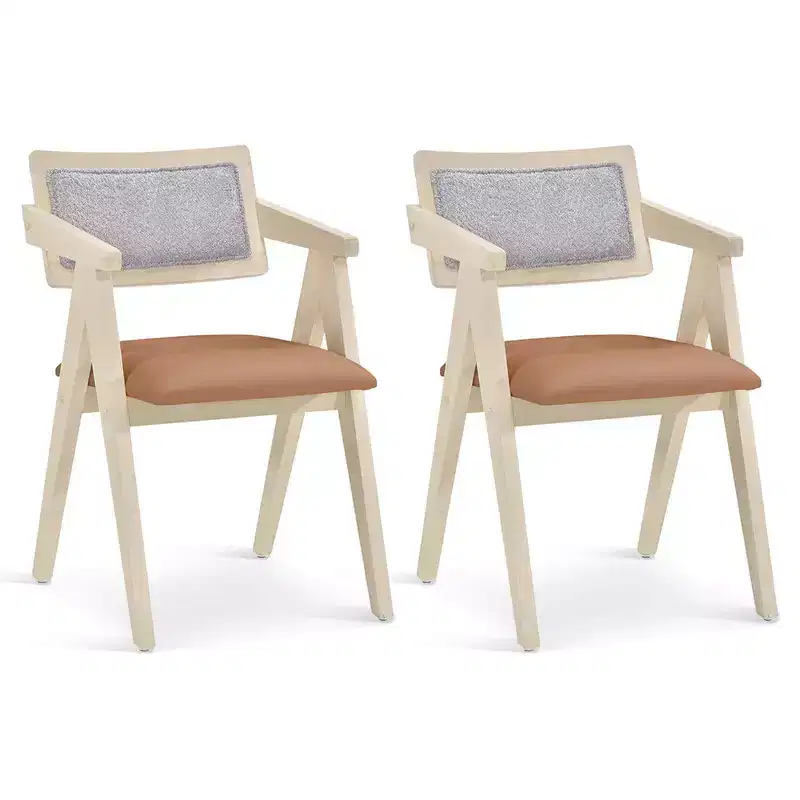 Costway Modern Accent Chairs Set of 2/4 with Leathaire Seat Cushions & Backrests Gray
