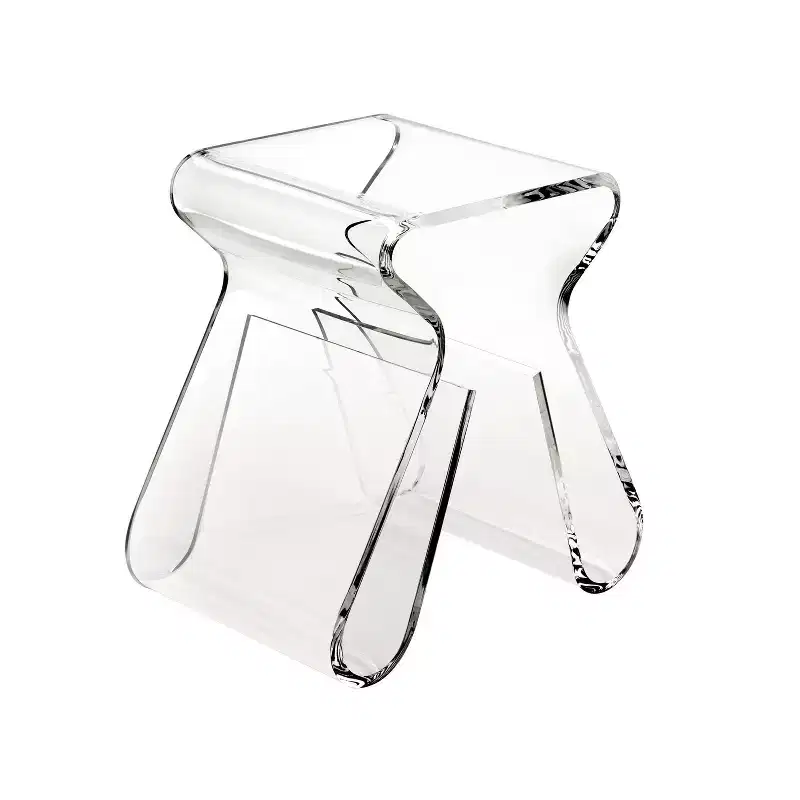 Magino Stool and Magazine Rack Clear: Shatter-Proof Acrylic, No Assembly Required
