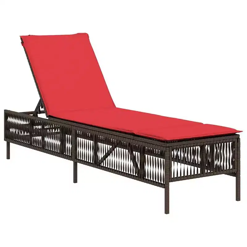 vidaXL Patio Sun Lounger PE rattan Large Multi-Position Backrest