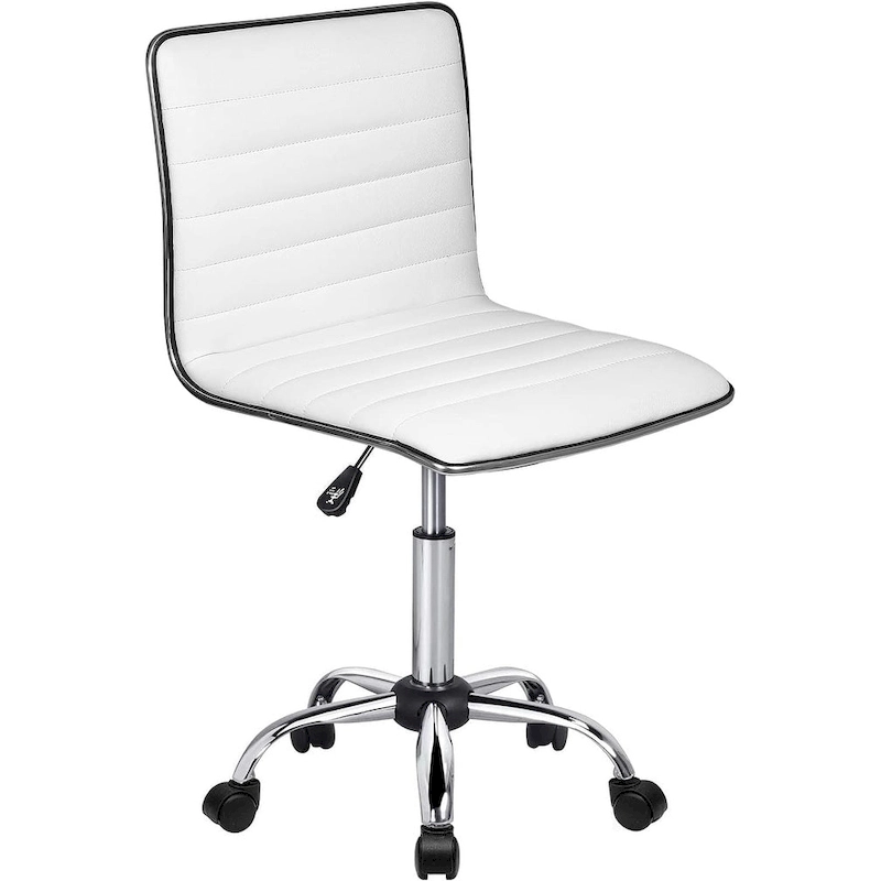 BOSSIN Adjustable Home Office Chair, Mid-Back Armless Ribbed Swivel Task Chair,Vanity Chair for Small Space, Livingroom Make-up