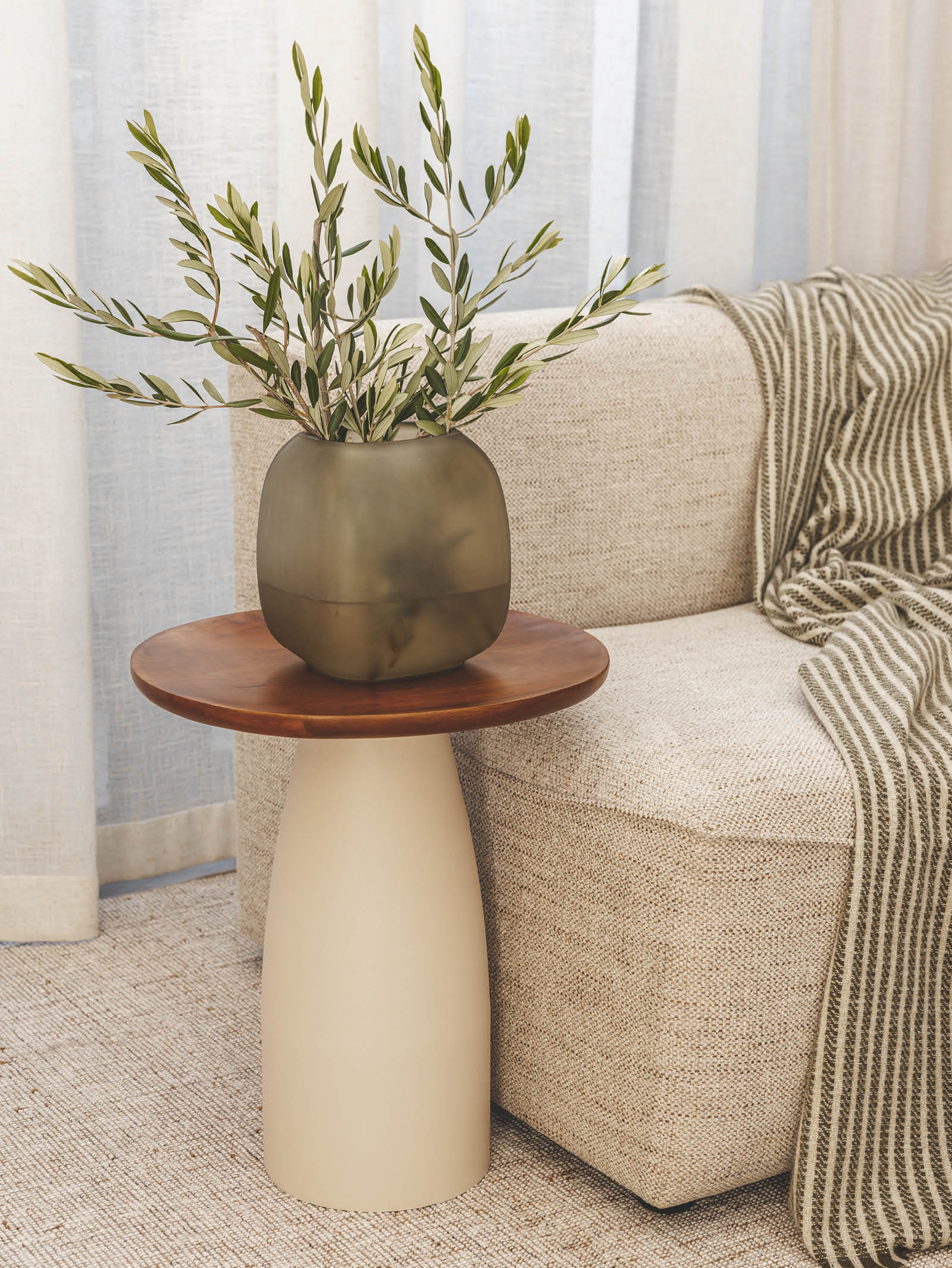 Industrial Wood Side Table for Living Room