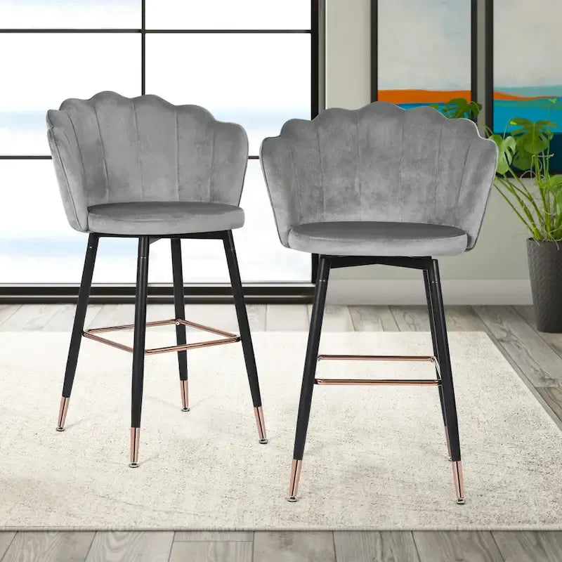 42 Height Set of 2 Velvet Bar Stools