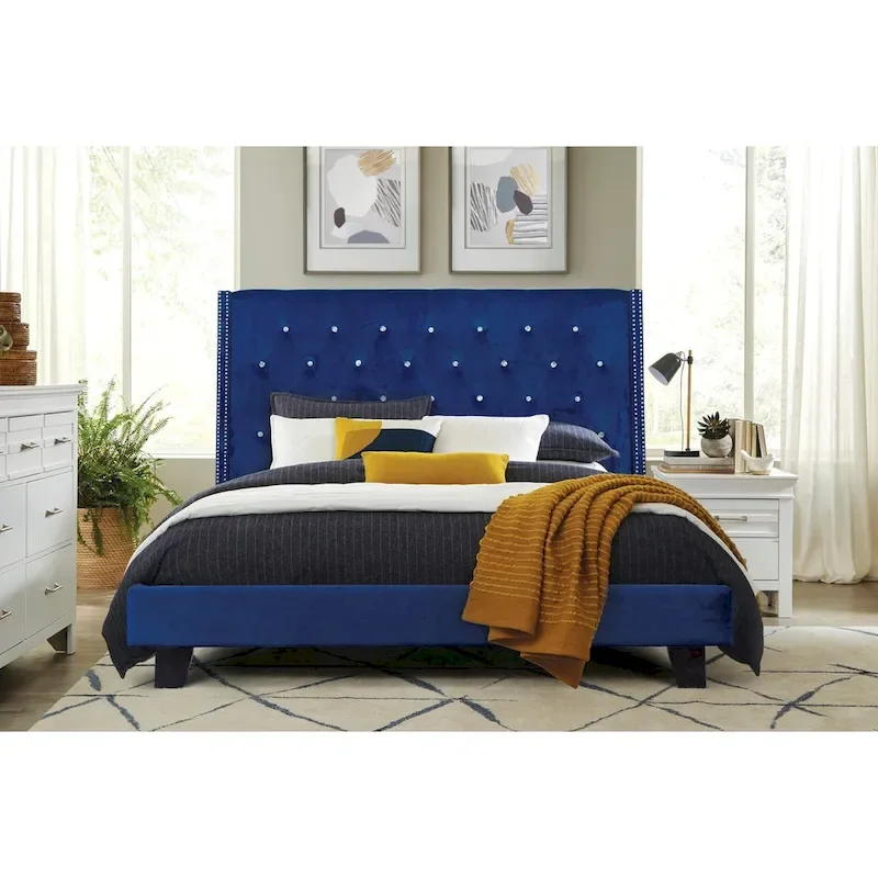 Velvet Tufted Platform Bed
