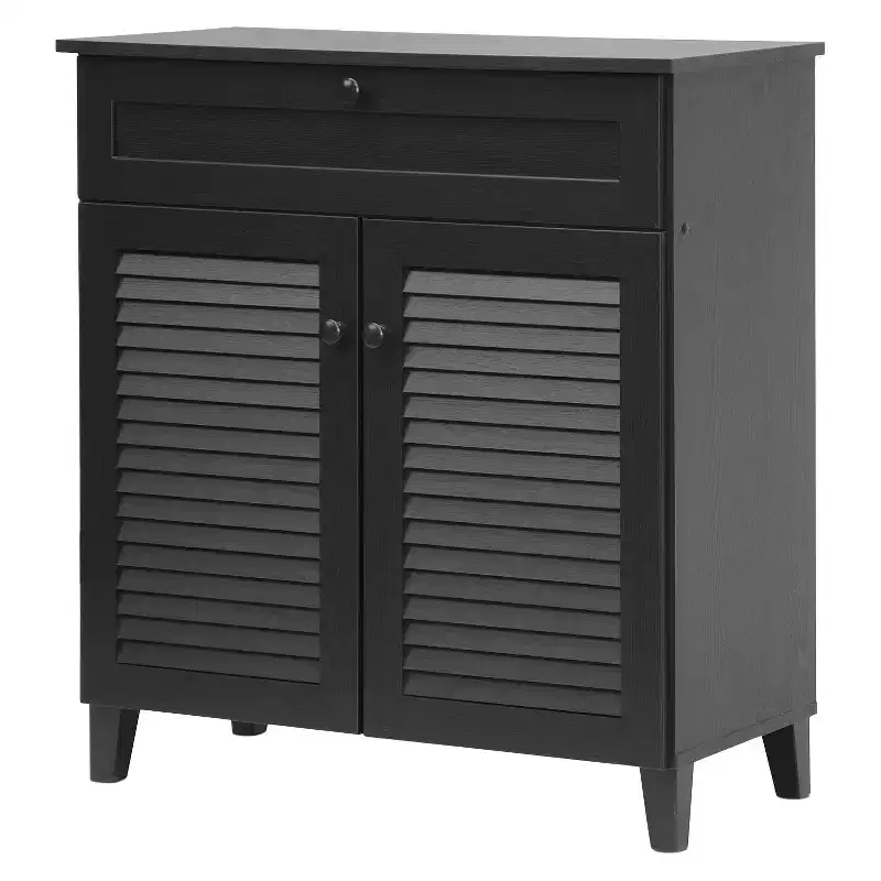 Storage Cabinet - Espresso - Baxton Studio: Modern Organizer with 4 Shelves &#Drawer