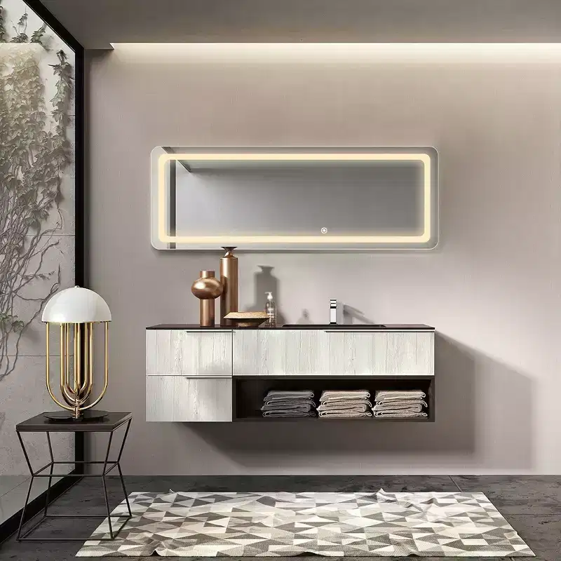 16 in. W x 63 in. H Modern Full Length Rectangular Frameless Mirror With Rounded Corner in White