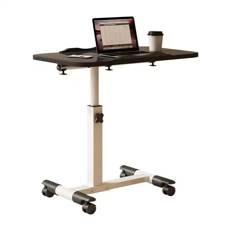 Height Adjustable Rolling Laptop Table with Locking Wheels, Overbed Side Table for Bedroom, Sofa, Office